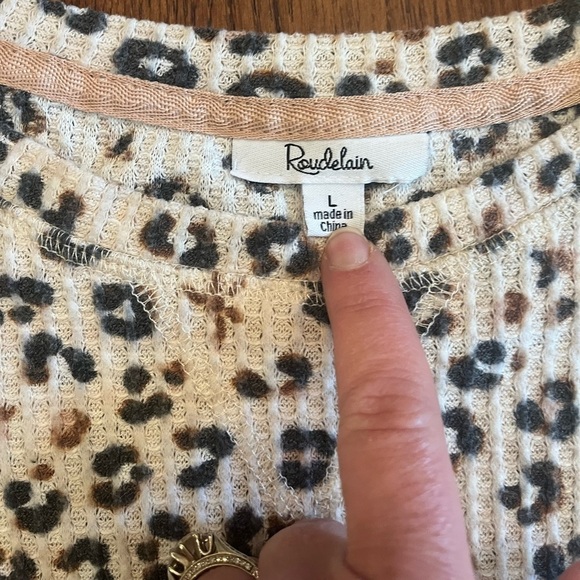 Roudelain Loungewear Pajama Set L Thermal Leopard Animal Print Cozy Luxe PJs - Picture 10 of 12